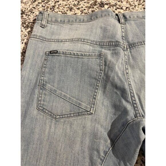 Zanerobe Mens Skinny Fit Jeans 38x32 Light Wash Denim Knee Panel Button Fly Y2K - Picture 8 of 10